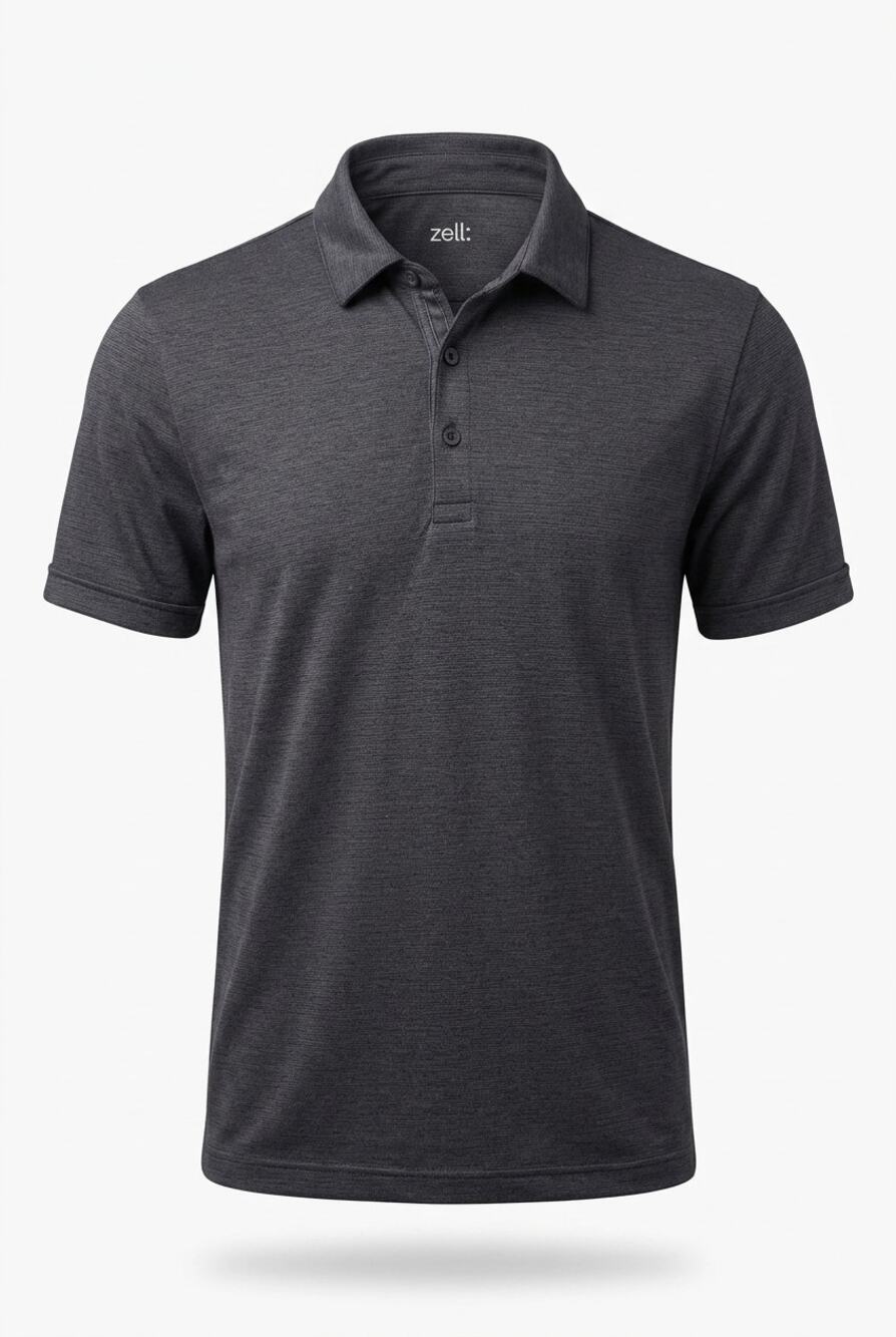Z By Zella Mens L Charcoal Heather Textured Energy Performance Golf Polo Shirt